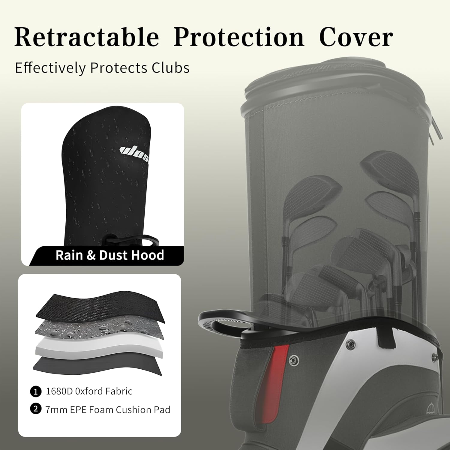 Golf Club Travel Bag with Wheels, Golf Cart and Travel Bag Retractable Cover,Golf Carry Bag for Men and Women, Multiple Storage Pockets, Shoe Compartment, Golf Cart Bag, 4 Colors to Choose from