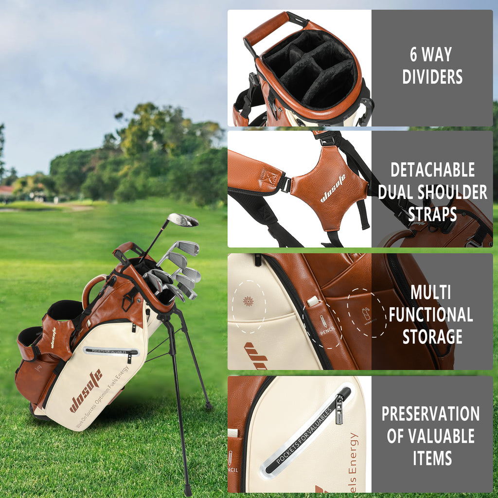 Wosofe JM9001 Golf Stand Bag  Premium PU Leather 6-14Way(Free Shipping)