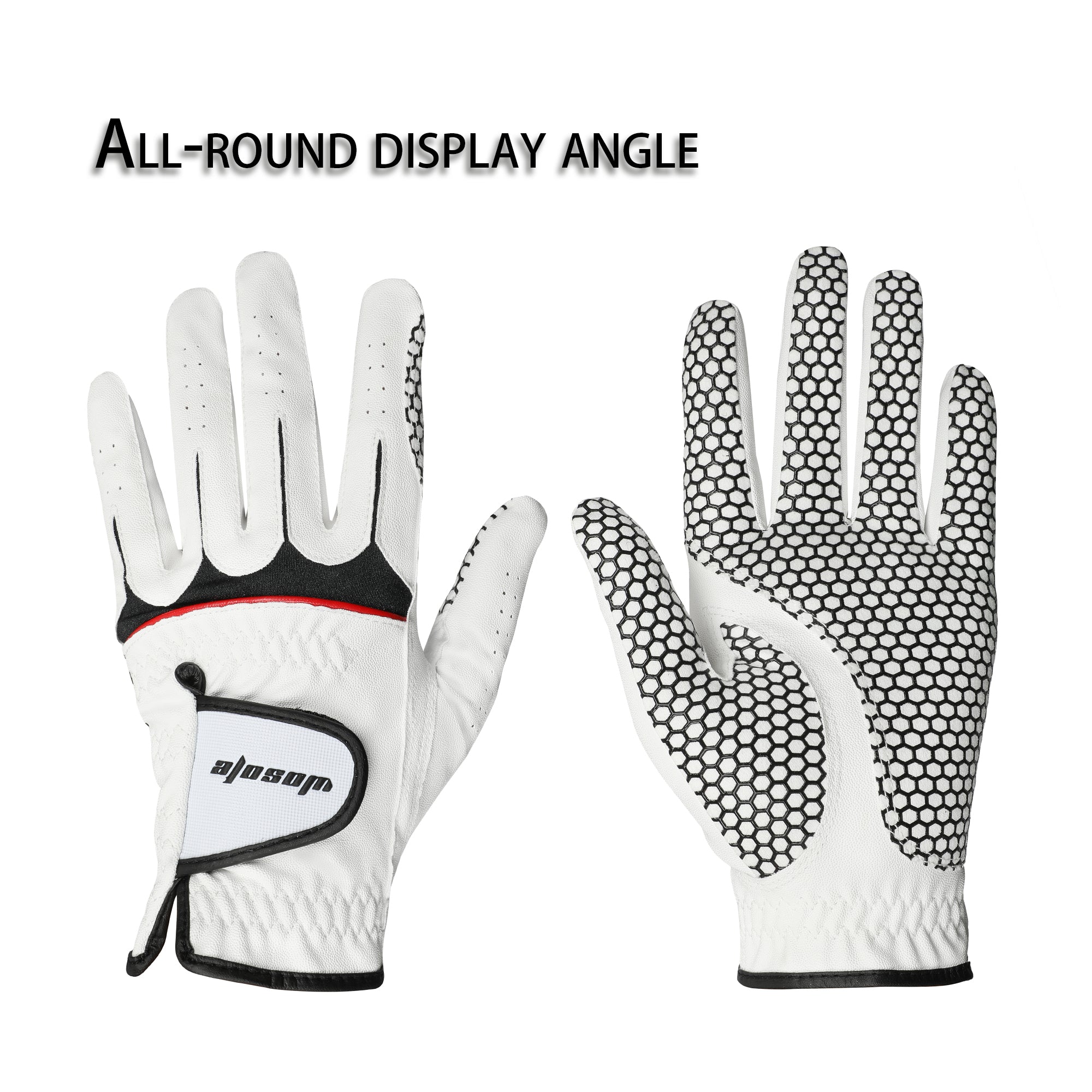 Golf Gloves Men's Durable White Cabretta Leather All Weather Gloves for Left Handed Golfers, Breathable, Soft Comfortable Grip