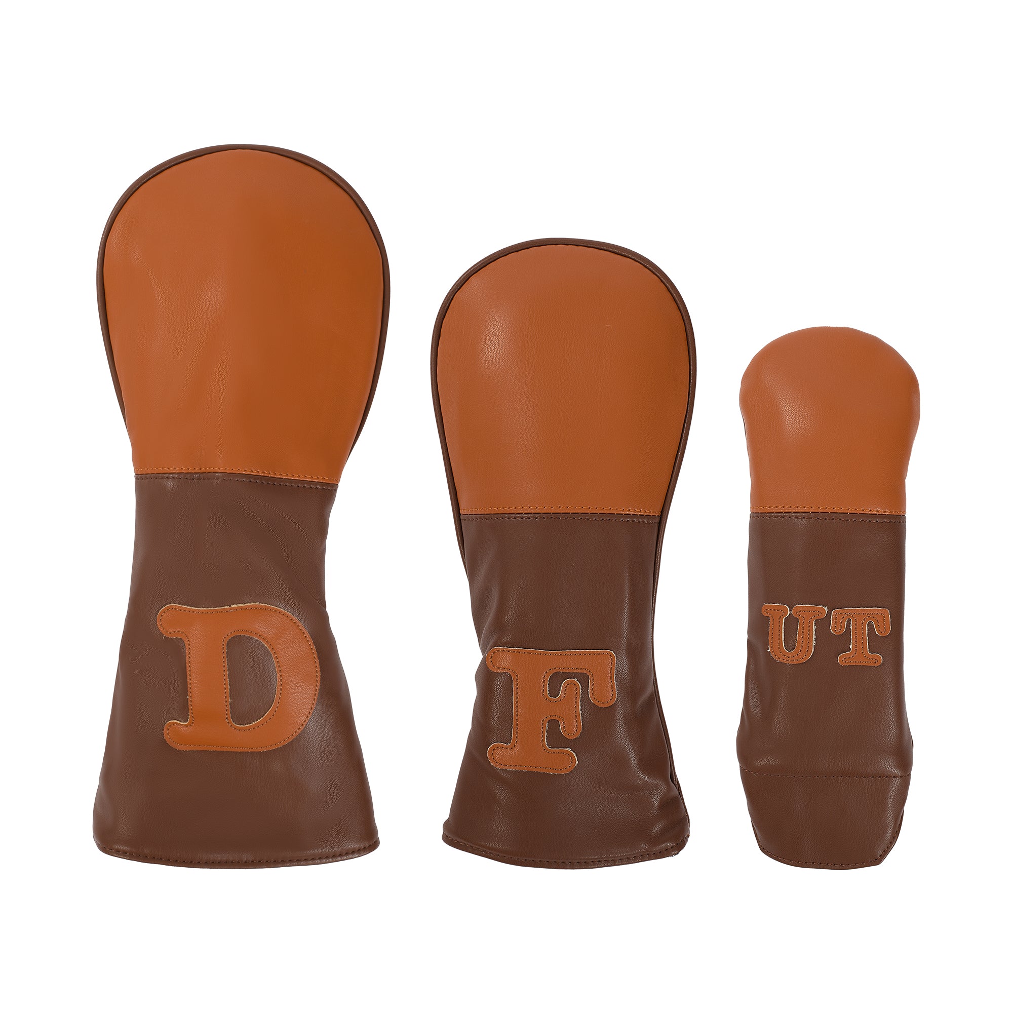 Craftsman Golf Wood Headcover PU Premium Leather Brown Driver Fairway Wood Head Cover