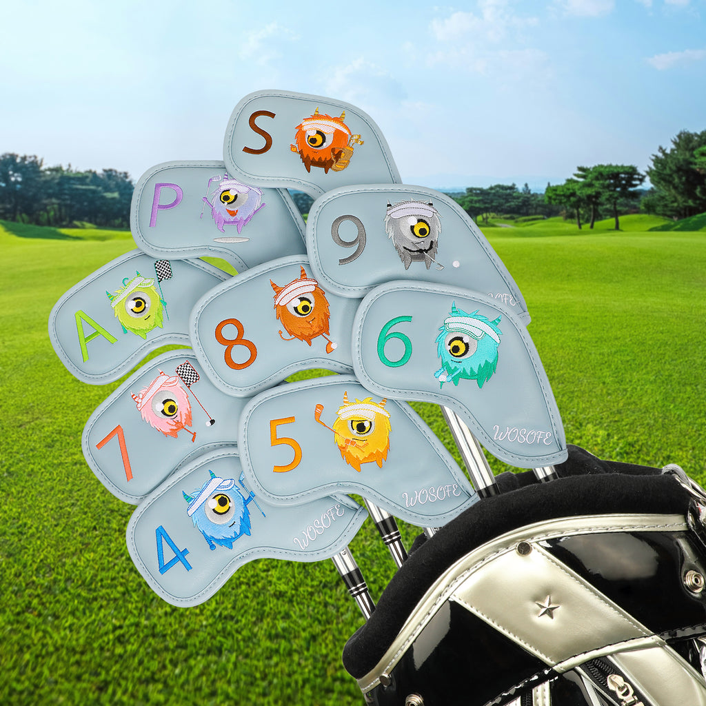 Golf Iron HeadCover |Monster Mischief 9pcs/Set High Quality PU Leather