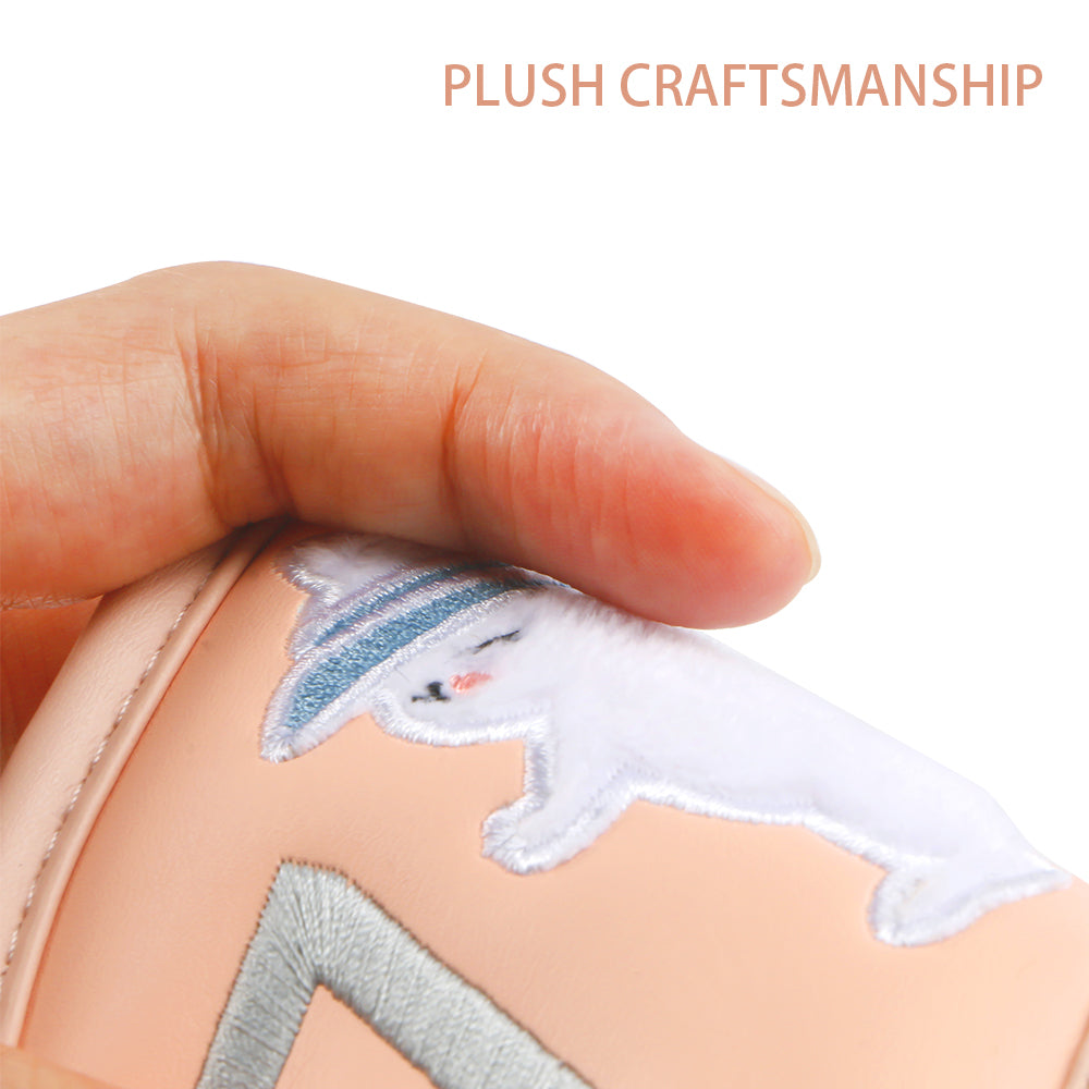 Golf Headcovers,Premium PU Leather  Waterproof Durable High-density Embroidered Club Label And Cat Pattern Club Head Cover Set of 9 Fits Most Clubs