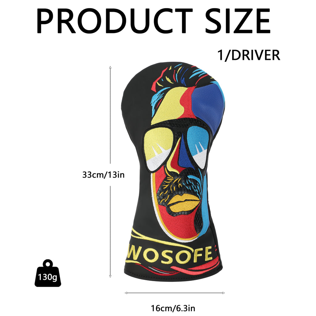 Punk Style Golf Club Head Cover 1 Wood Special Thickened Anti-Collision PU Strong Hand Feel Golf Accessories