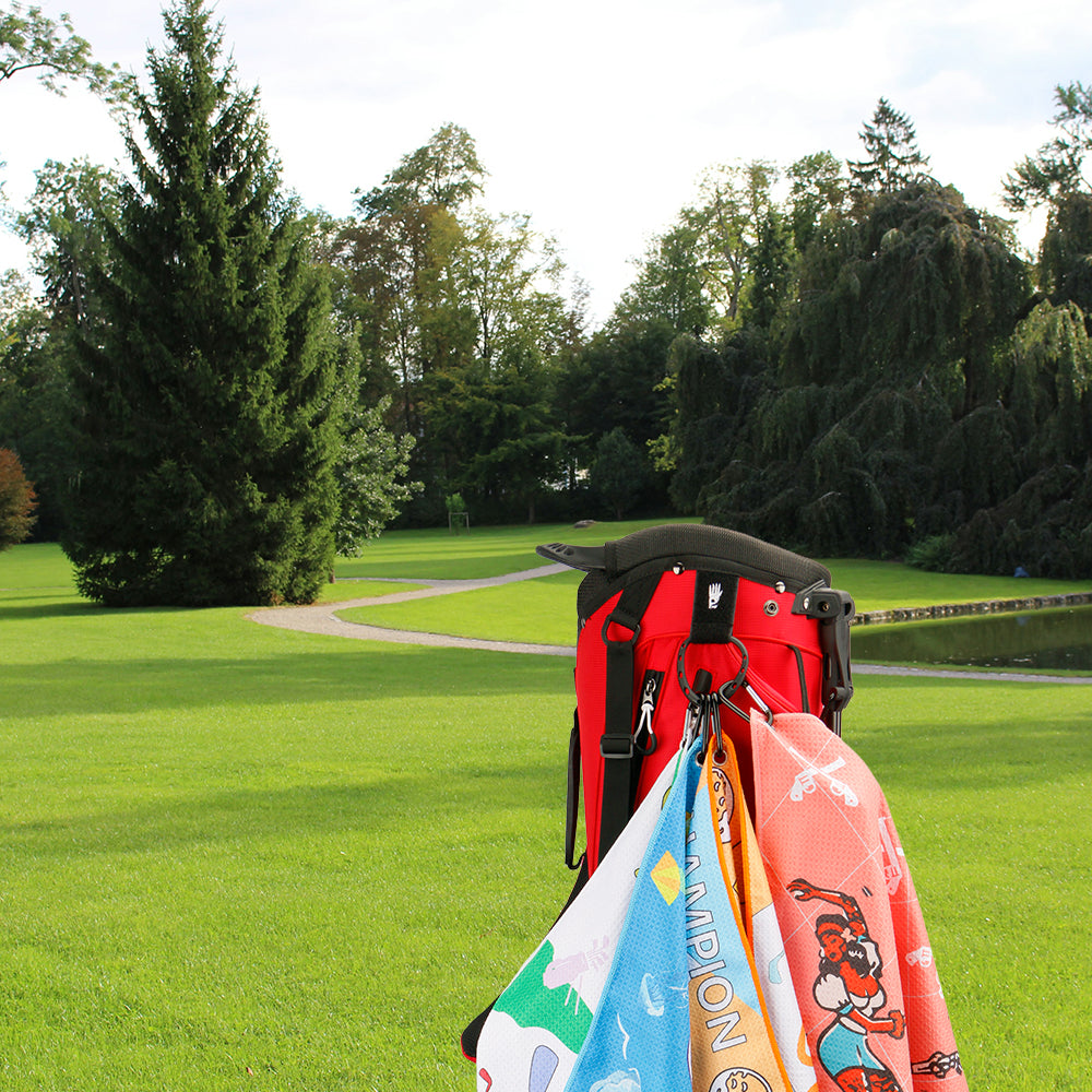 M03 Golf Towel Super Fiber Waffle Towel Double Sided Printed Pattern Golf Bag Golf Gift