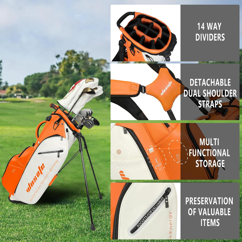 Wosofe JM9001 Golf Stand Bag  Premium PU Leather 6-14Way(Free Shipping)