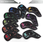 Black Golf Iron Covers Club Cap Covers Beaded Embroidered Club Head Protectors Made In China