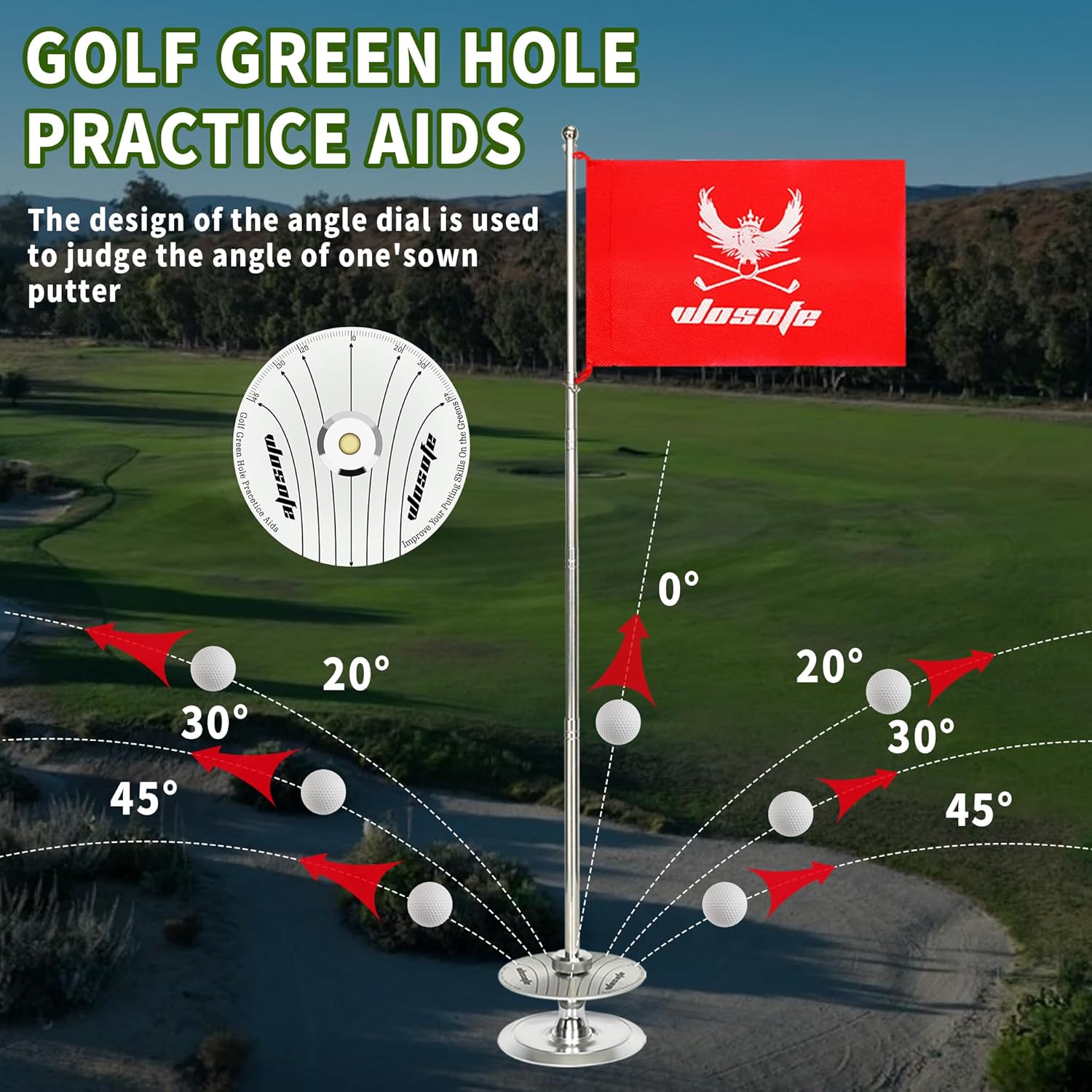 All-Direction Golf Putting Aid – Premium Aluminum Alloy Practice Cup with Retractable Flagstick (35.5") & Audible "Ding" Feedback – Portable Training Equipment for Indoor, Backyard & Office