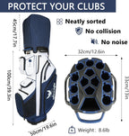 Golf Cart Bag ,T-Lock 14 Way Full-Length Divider Top Fixed Slots Clubs Organized Premium Oxford Cloth Golf Bag for Men Women Black Blue Green 13 Pockets with 3 Handles Cooler Bag Rain Cover