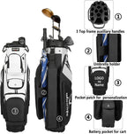 Golf Cart Bag ,T-Lock 14 Way Full-Length Divider Top Fixed Slots Clubs Organized Premium Oxford Cloth Golf Bag for Men Women Black Blue Green 13 Pockets with 3 Handles Cooler Bag Rain Cover