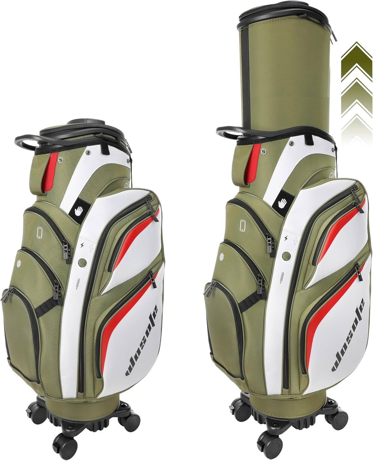 Golf Club Travel Bag with Wheels, Golf Cart and Travel Bag Retractable Cover,Golf Carry Bag for Men and Women, Multiple Storage Pockets, Shoe Compartment, Golf Cart Bag, 4 Colors to Choose from