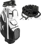 Golf Cart Bag ,T-Lock 14 Way Full-Length Divider Top Fixed Slots Clubs Organized Premium Oxford Cloth Golf Bag for Men Women Black Blue Green 13 Pockets with 3 Handles Cooler Bag Rain Cover