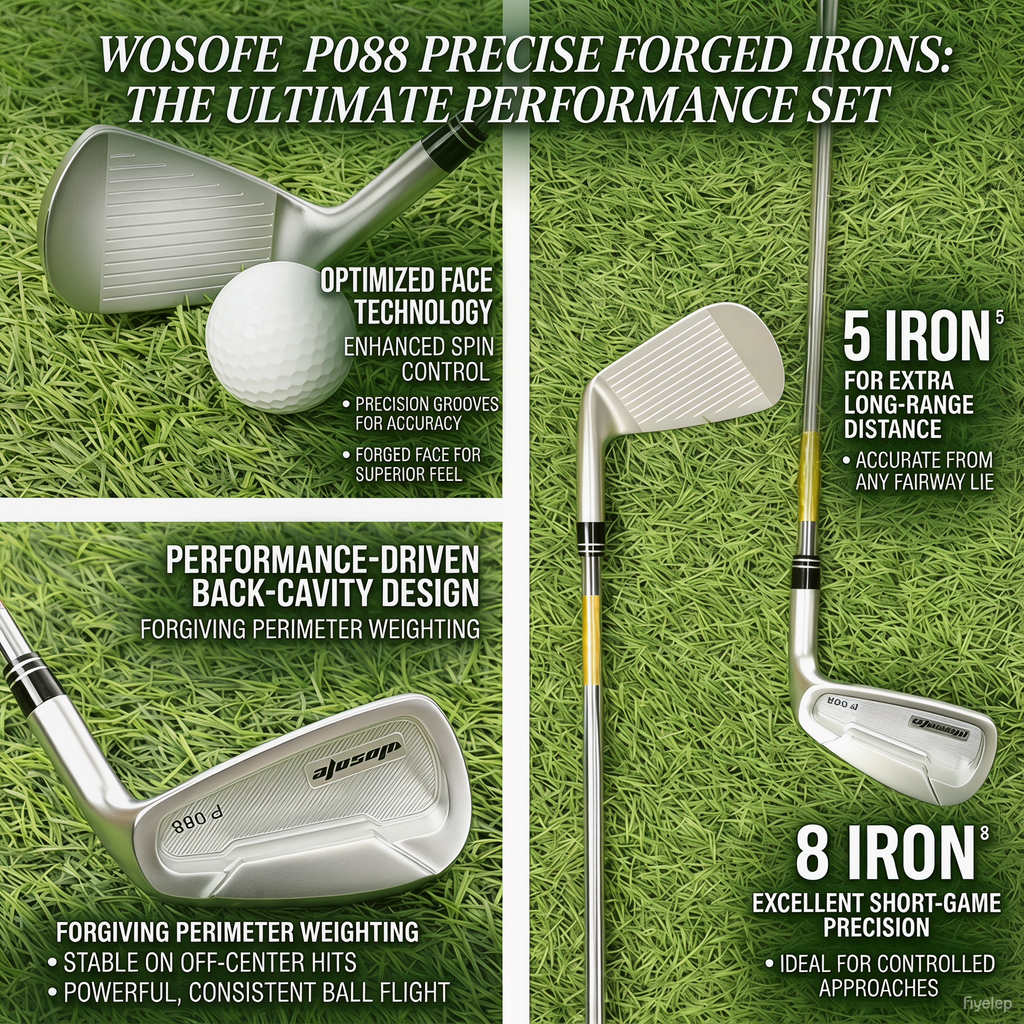 Wosofe P088 Precision Performance Golf Iron Set (6-Piece, 5-PW) – CNC Milled S20C Soft Steel, Professional Forged Irons for Enhanced Control & Feel (Right-Handed)