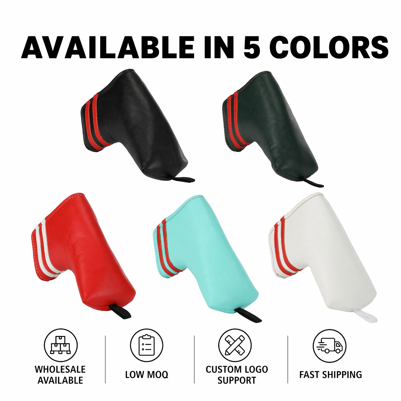 Premium Blade Putter Cover - Magnetic PU Leather Golf Headcover with Applique Embroidery & Velvet Lining, 5 Colors, Fits Scotty Cameron, Odyssey, Newport & Blade Putters