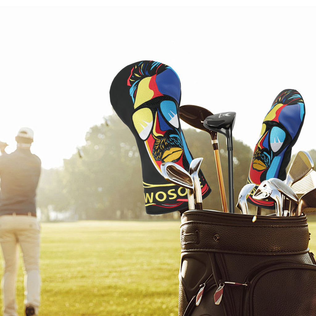 Punk Style Golf Club Head Cover 1 Wood Special Thickened Anti-Collision PU Strong Hand Feel Golf Accessories