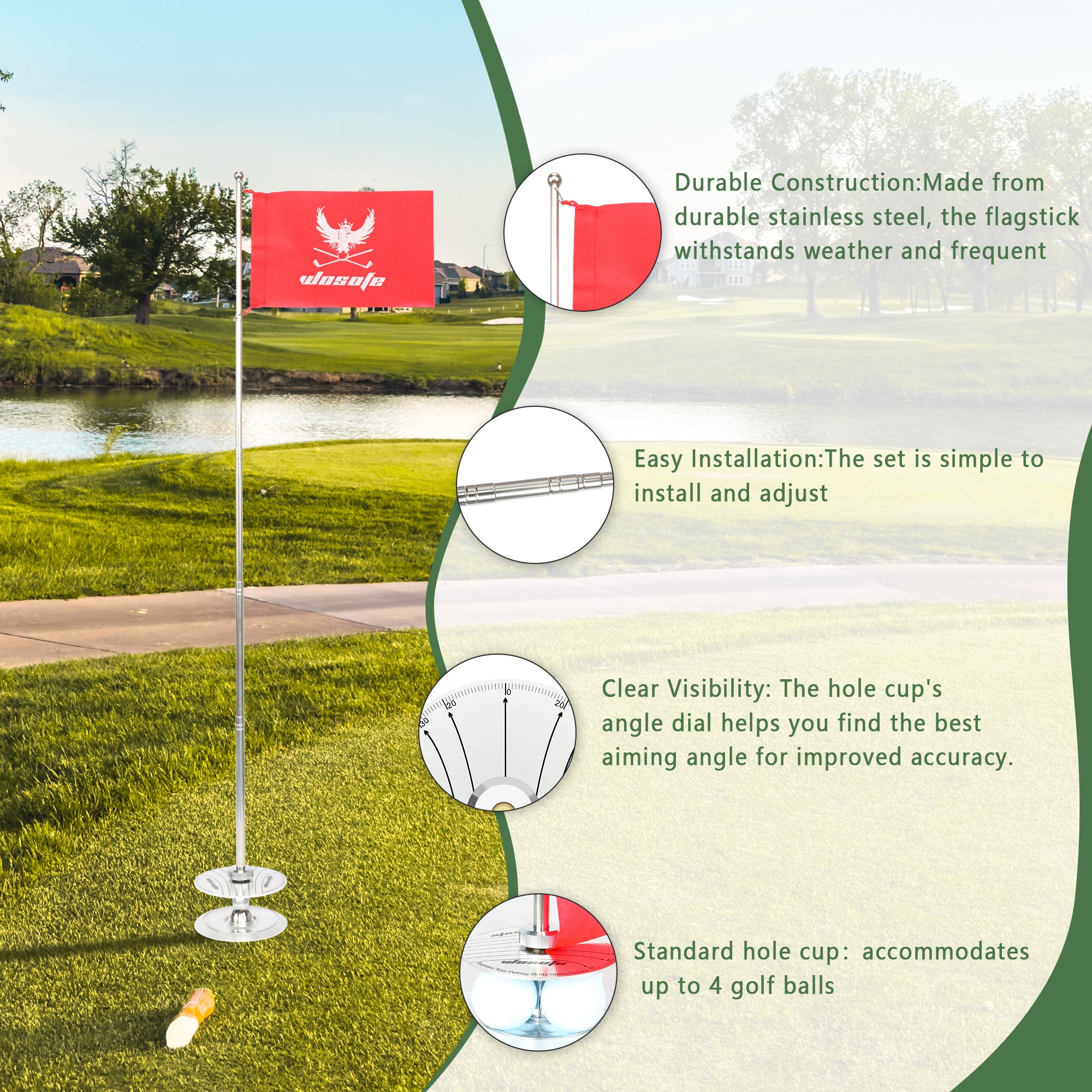 Golf Swing Trainers, Golf Putting Aid, Putter Swing Training Practice Aid|Green Hole Flag Hole CupTraining Equipment Golf Training aids,Home Indoor Outdoor Office Backyard Practice