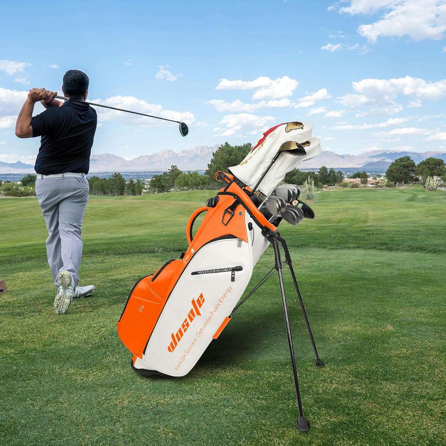 Wosofe JM9001 Golf Stand Bag  Premium PU Leather 6-14Way(Free Shipping)