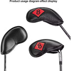 Premium PU Leather Golf Iron Club Head Covers 10PCS/SET Fits Most Clubs Embroidered Club Label Golf Headcover