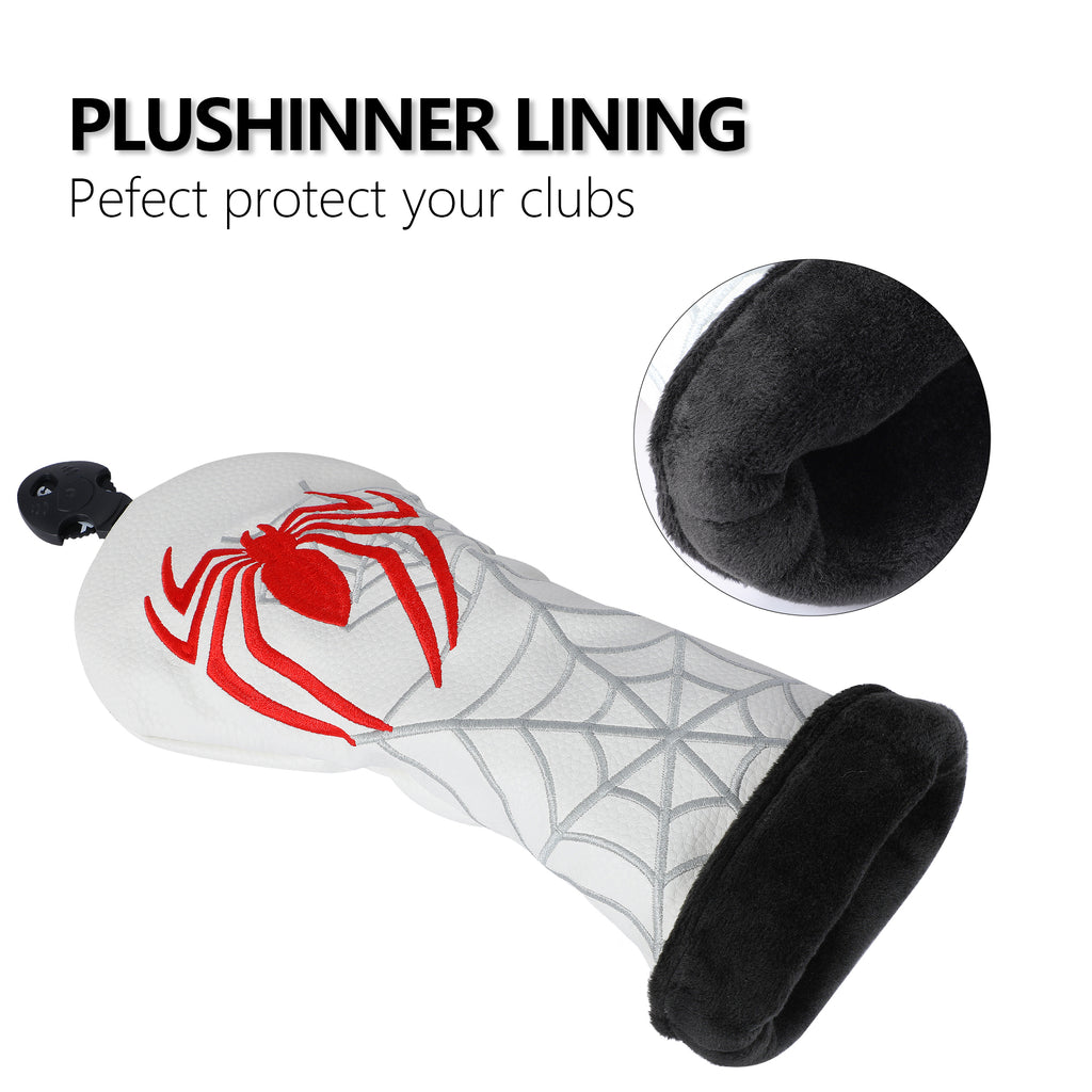 Spider Embroidery Golf Wood Headcover 4pcs/set Driver Fairway Hybrid Woods Head Cover