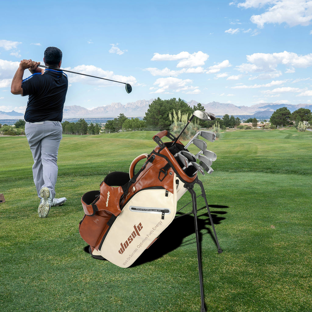 Wosofe JM9001 Golf Stand Bag  Premium PU Leather 6-14Way(Free Shipping)