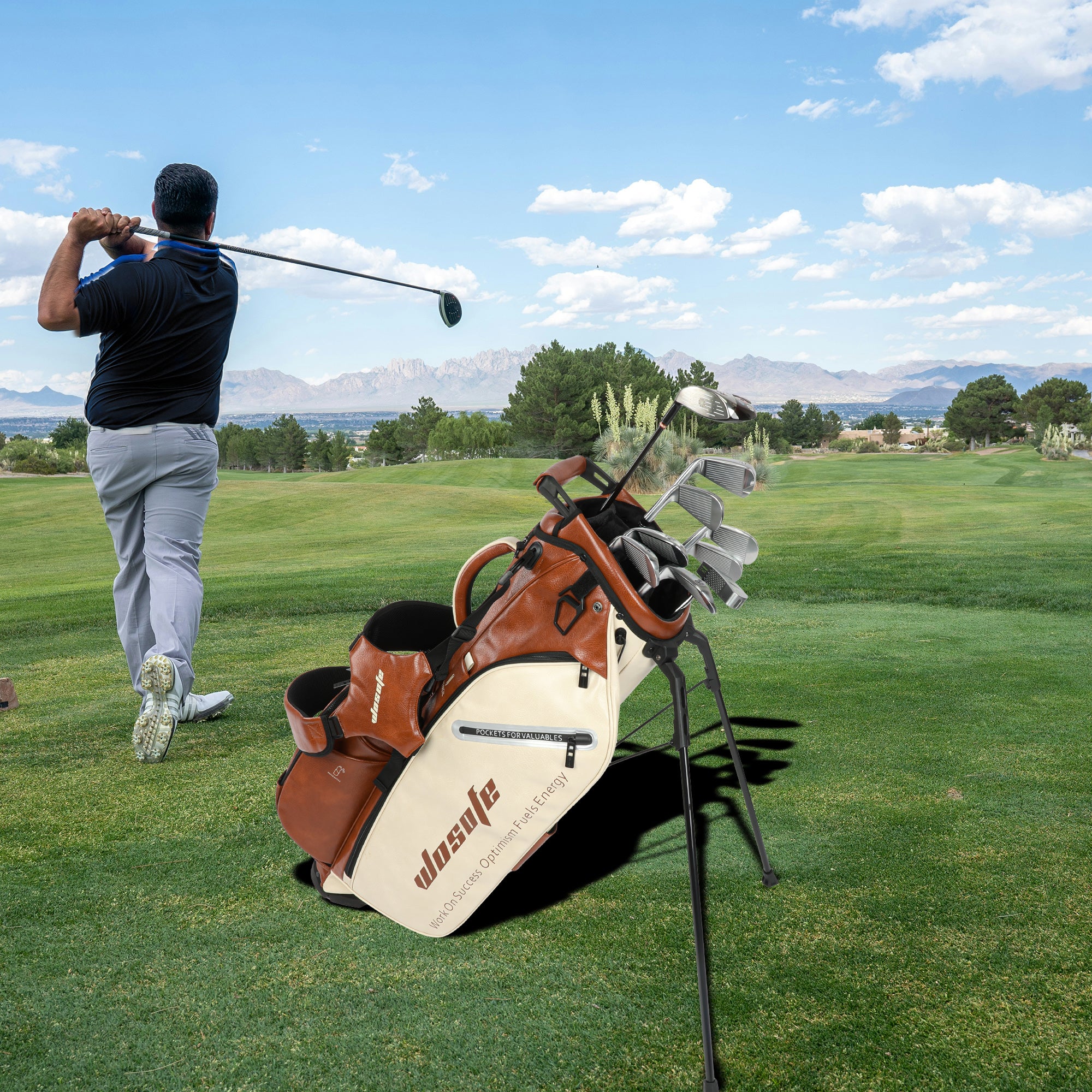 Wosofe JM9001 Golf Stand Bag  Premium PU Leather 6-14Way(Free Shipping)