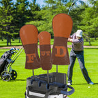 Craftsman Golf Wood Headcover PU Premium Leather Brown Driver Fairway Wood Head Cover