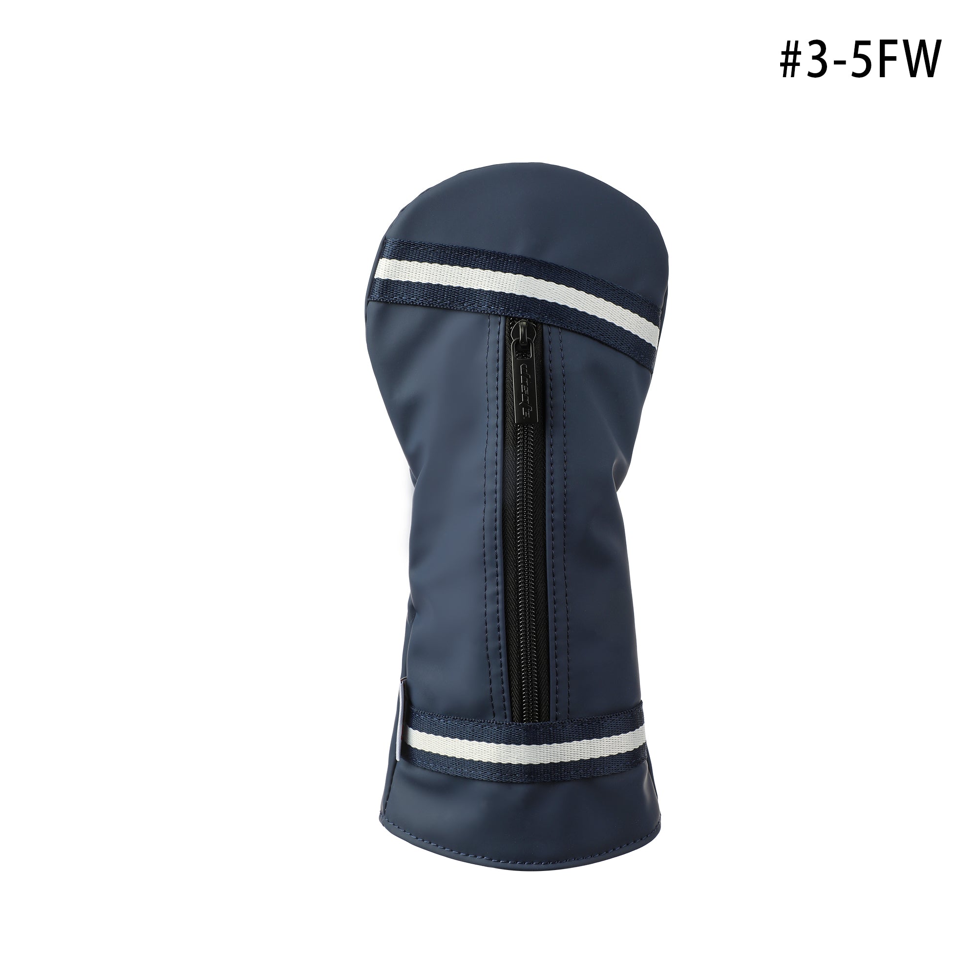 Matte Blue PU Leather Golf Headcover Set - 3pc Wood Club Covers (Driver, Fairway, Hybrid) with Mesh Pocket & Detachable Tee Holder Ribbon, Black Velvet Lining, Fits All Drivers & Woods