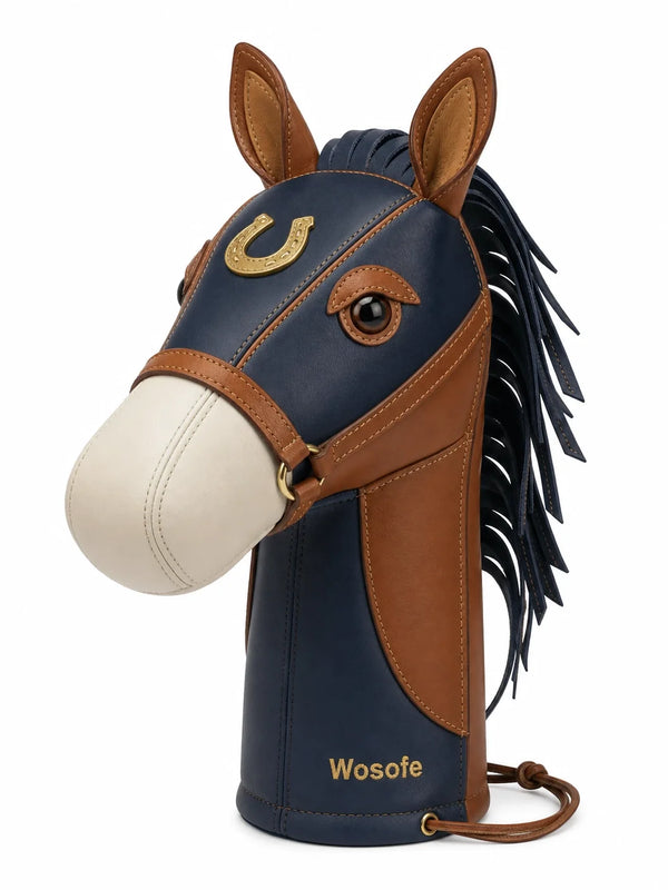 Wosofe Luxury Horse Head Golf Driver Headcover - Premium PU Leather