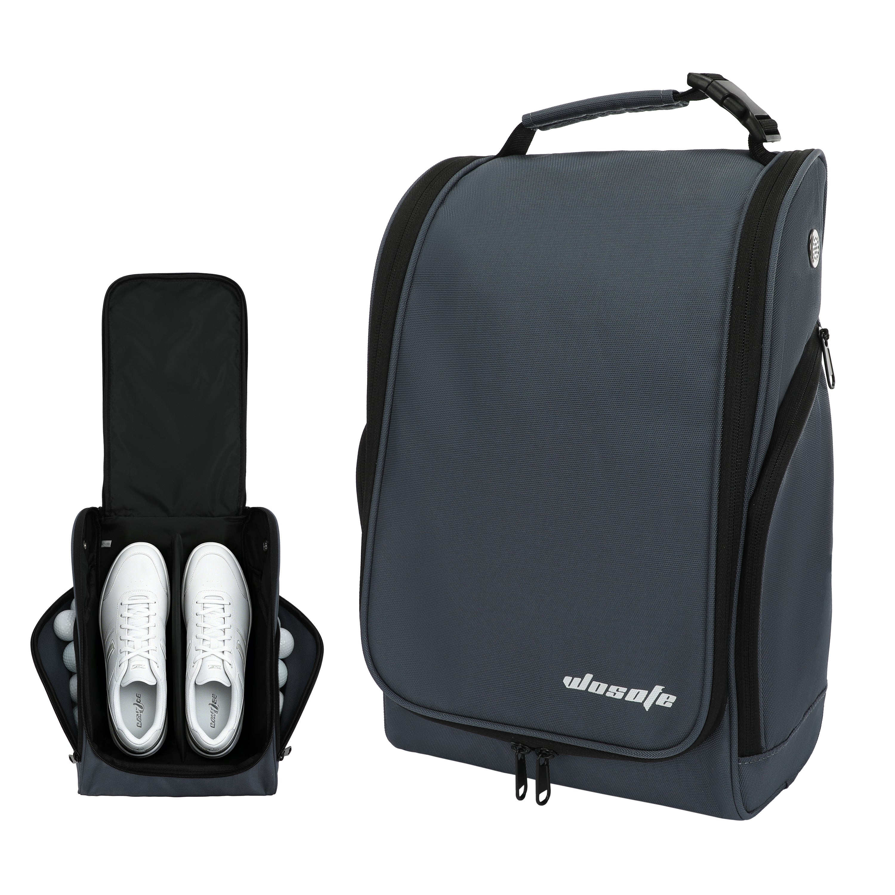 Golf Shoe Bag Waterproof Lightweight PU Nylon Zippered Storage Bag