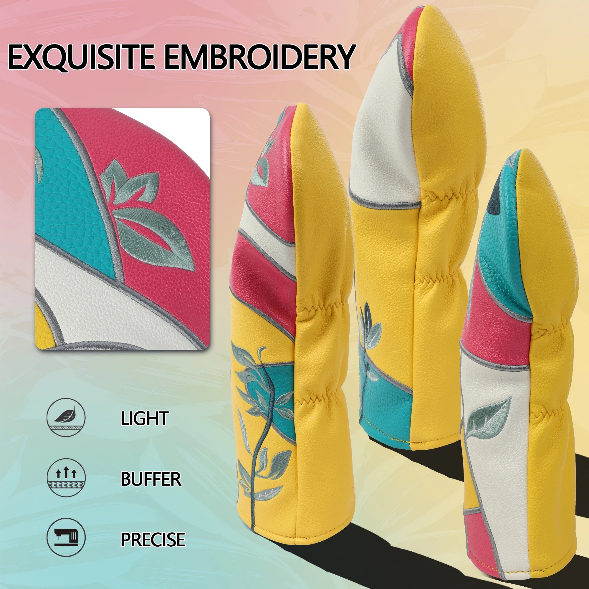Wosofe Premium Embroidery Golf Wood Headcover - Waterproof PU Leather