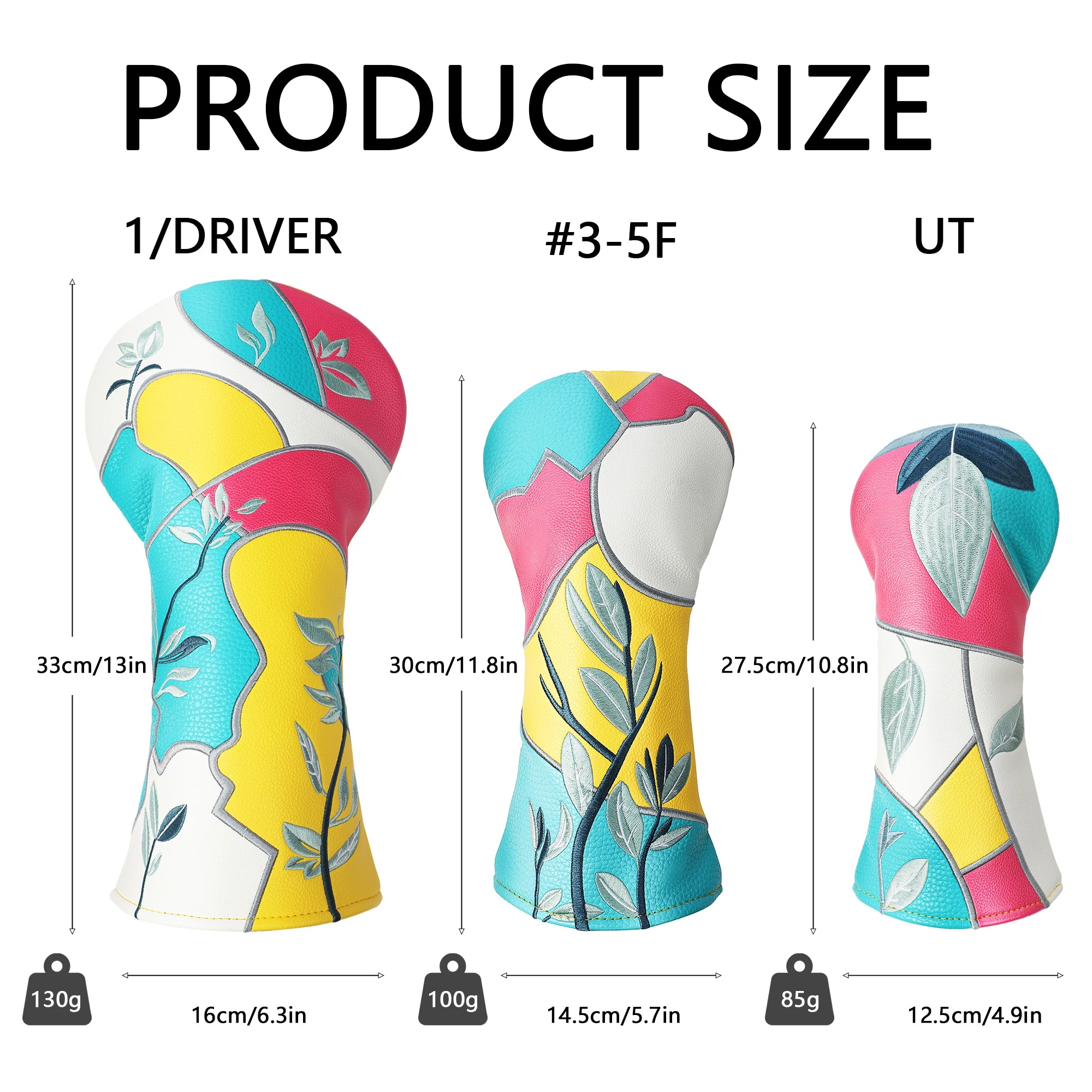 Wosofe Premium Embroidery Golf Wood Headcover - Waterproof PU Leather