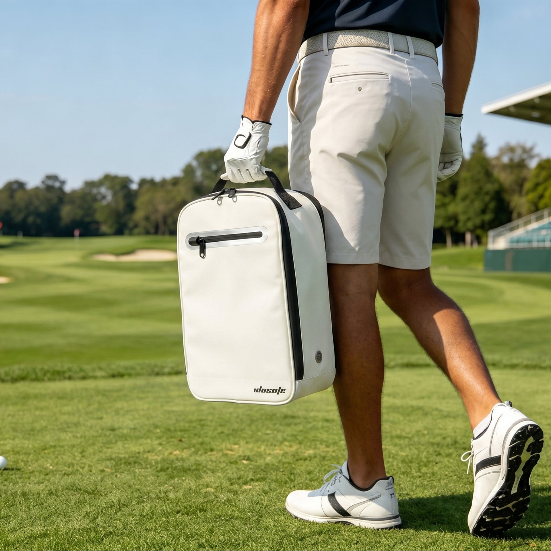 WOSOFE Eco-Friendly Leather Golf Shoe Bag - Premium Travel Storage