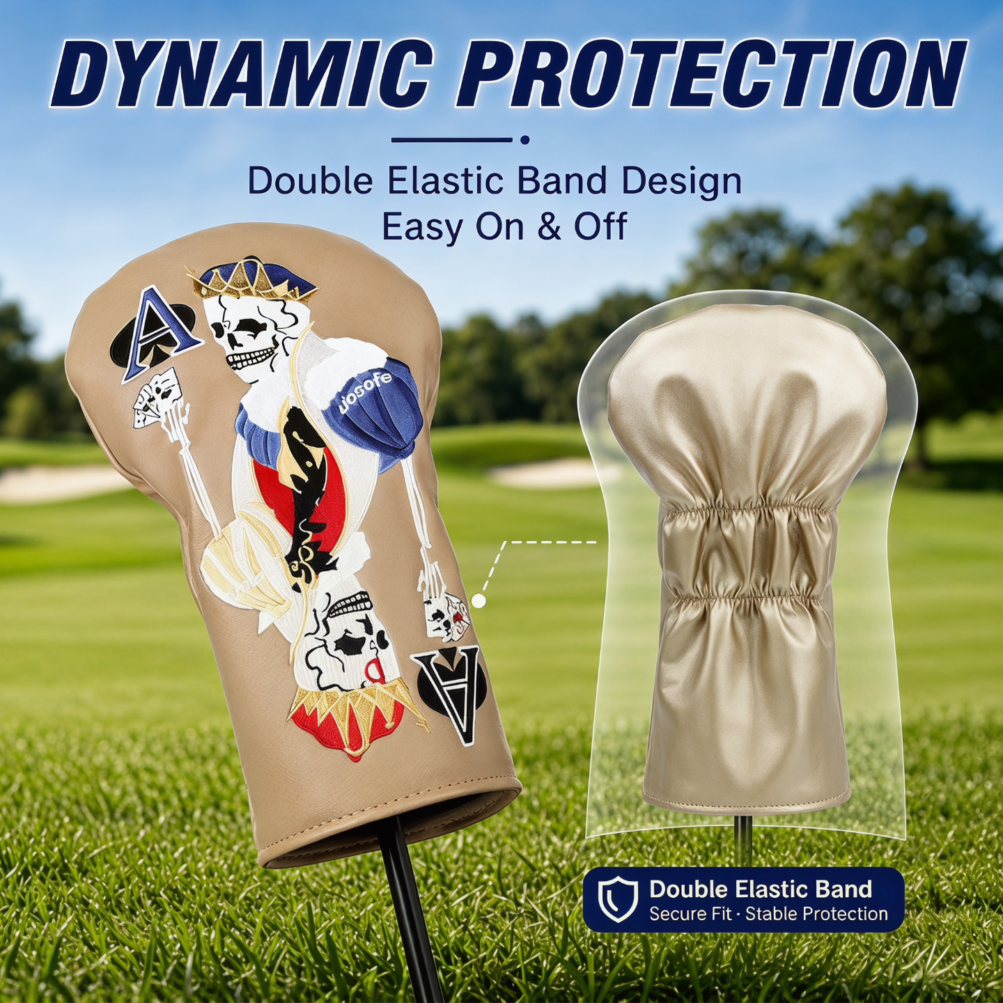 Minimalist 4pc Golf Wood Headcover Set - High-Density Embroidery PU Leather Club Covers for Driver, Fairway & Hybrid, Waterproof & Velvet Lined