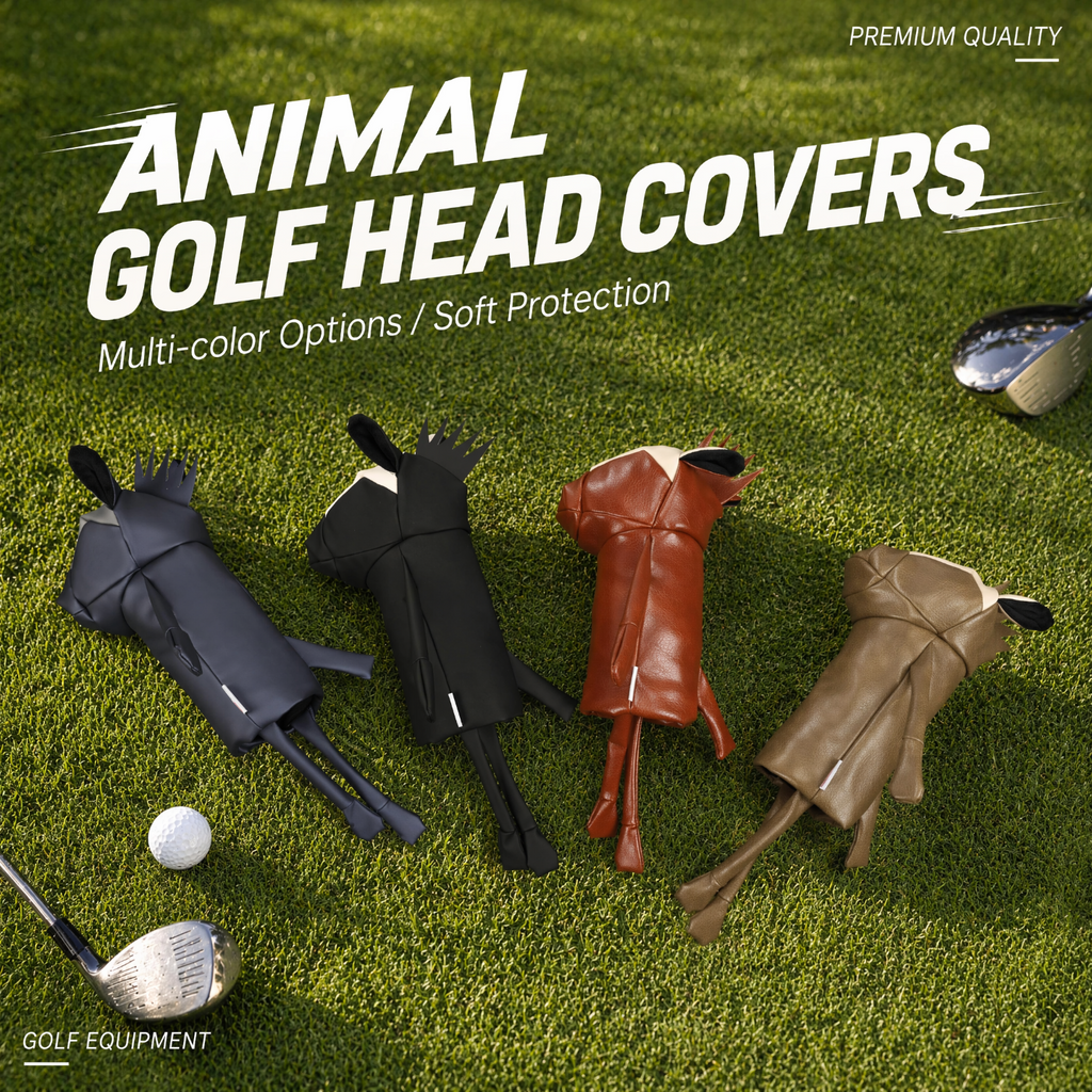 Minimalist Pony Quilted Stitching Golf Driver Headcover - Premium Smooth PU Leather Wood Club Protector, Waterproof & Velvet Lined, Fits All 460cc Drivers, 4 Colors