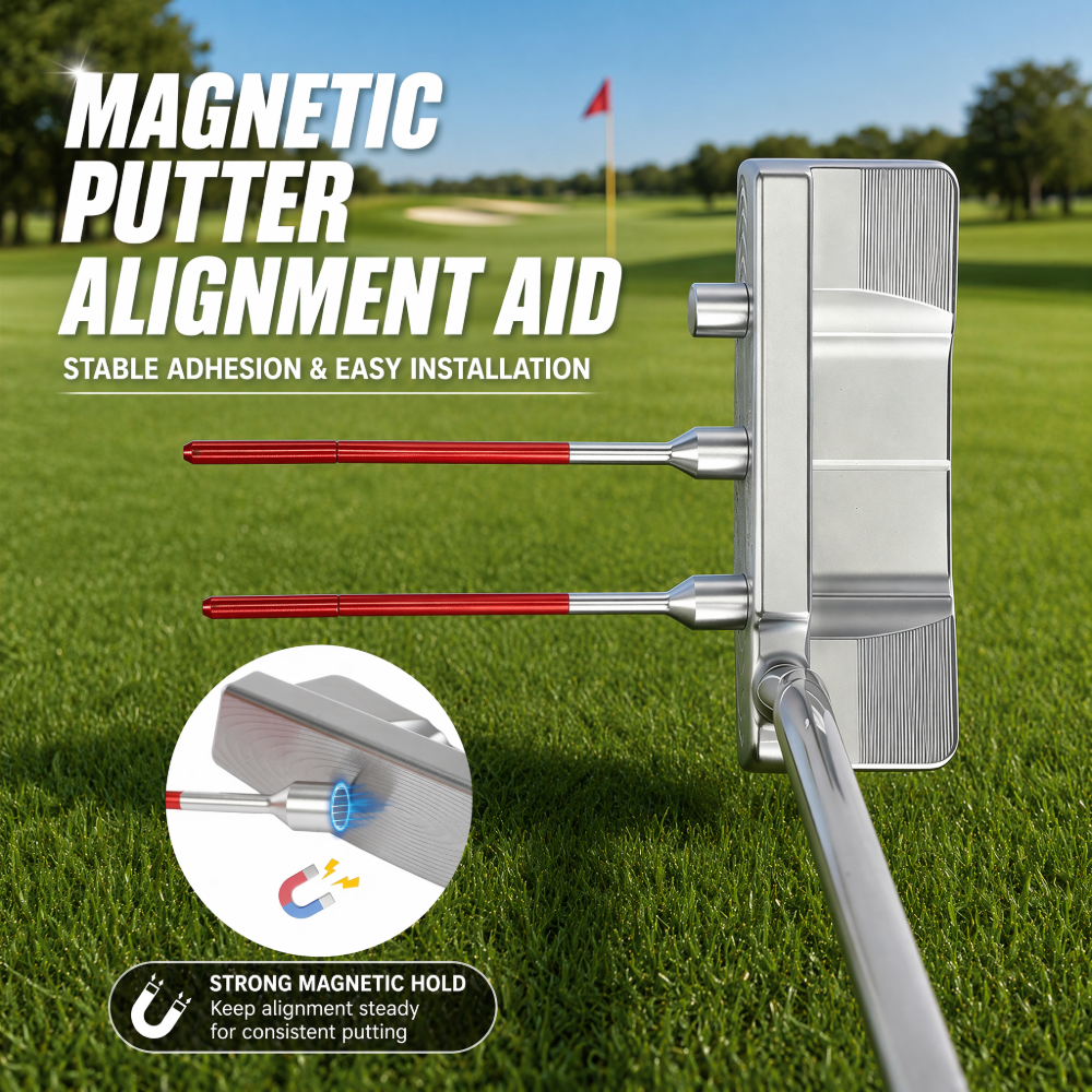 Magnetic Golf Putter Alignment Aid Training Tool - Premium Aluminum Putter Face Angle Corrector - Portable Golf Putting Precision Practice Equipment for Home & Green