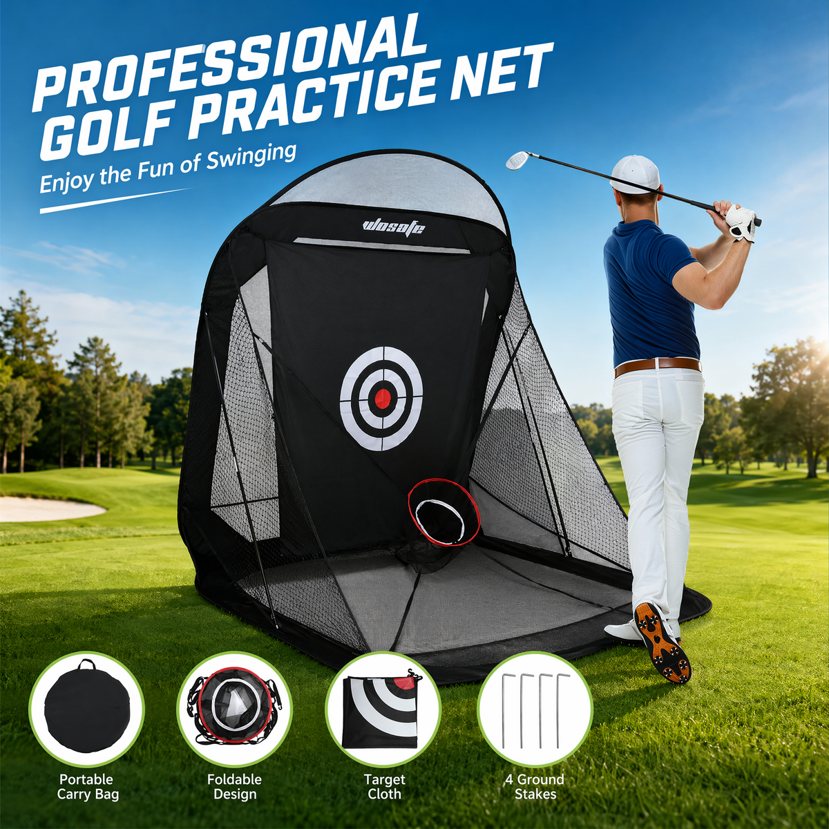 Wosofe Practice Golf Net Elite | Heavy-Duty High-Impact Hitting