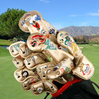 Golf Iron Headcover 9pcs Thick Synthetic Leather Golf Iron Head Covers Set Fit All Brands Skull Theme Embroidery Iron Cover Set