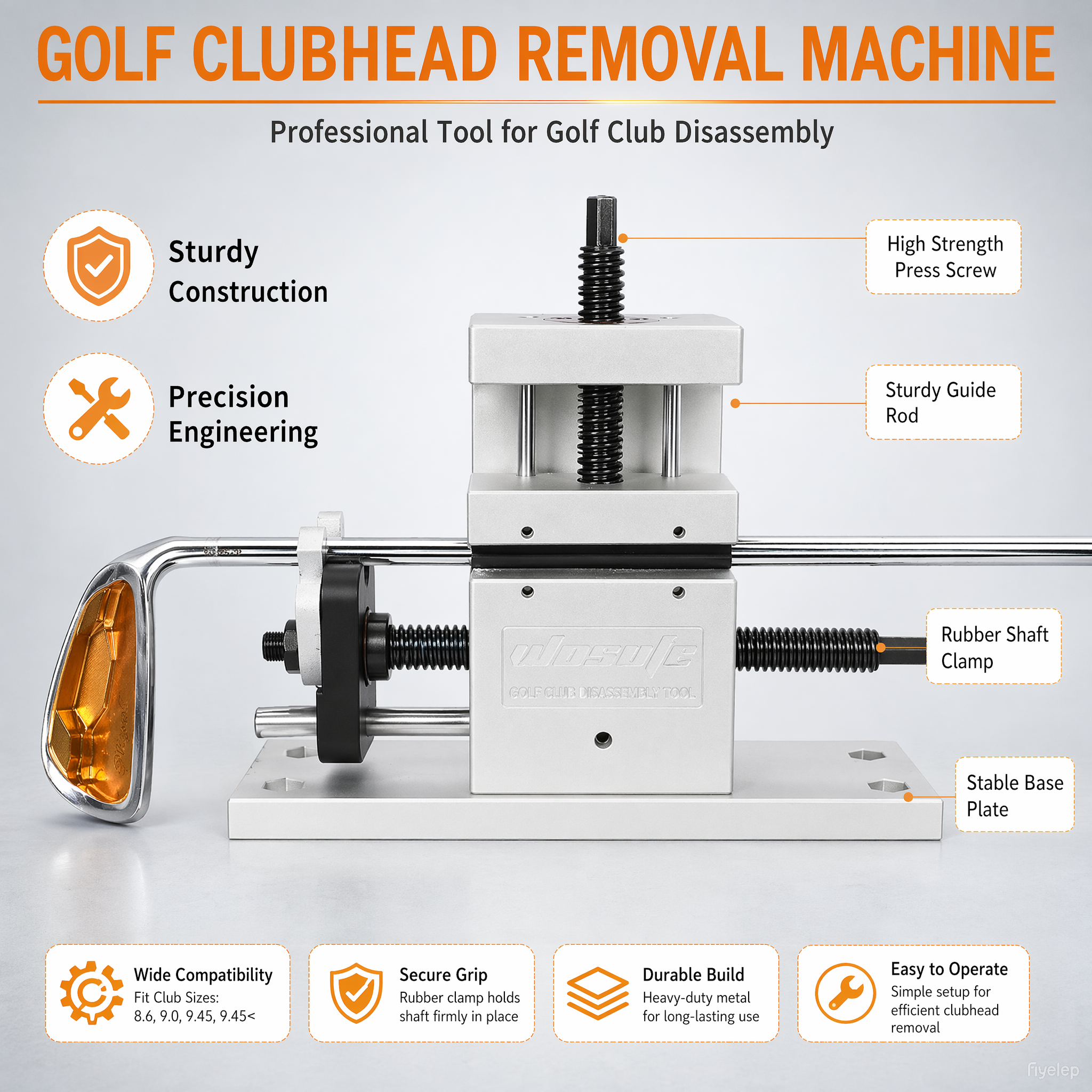 Wosofe Golf Club Grip Kit Shaft Ferrules Head Removal Machine Works Shaft Puller Fitting Workshop Separator Repair Tools for All Club Shafts and Driver Iron Wedge Putter Heads Simple to Operate Golfer - golf works - Premium Quality Materials
