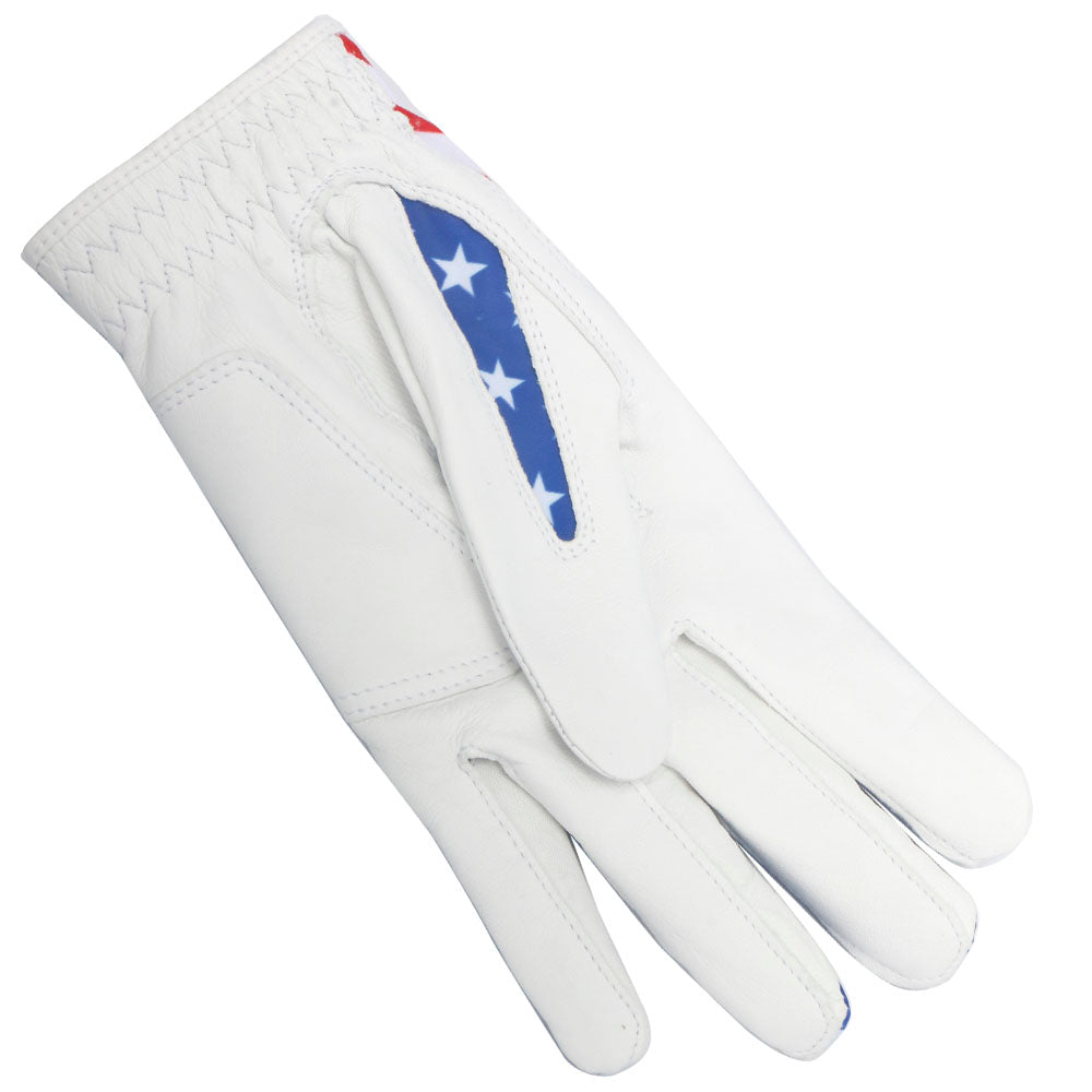 Golf Gloves Men's Left Hand Cabretta Leather with Score Counter USA Flag White Soft Breathable Professional Mini