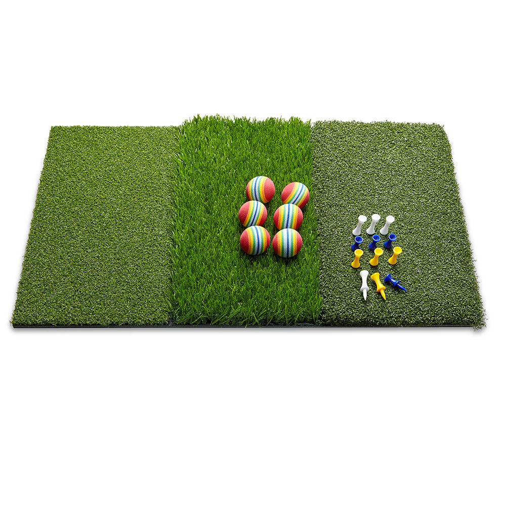 ゴルフマット 3in1 折りたたみ式 - 練習用芝裏庭または屋内チッピングヒッティングマット