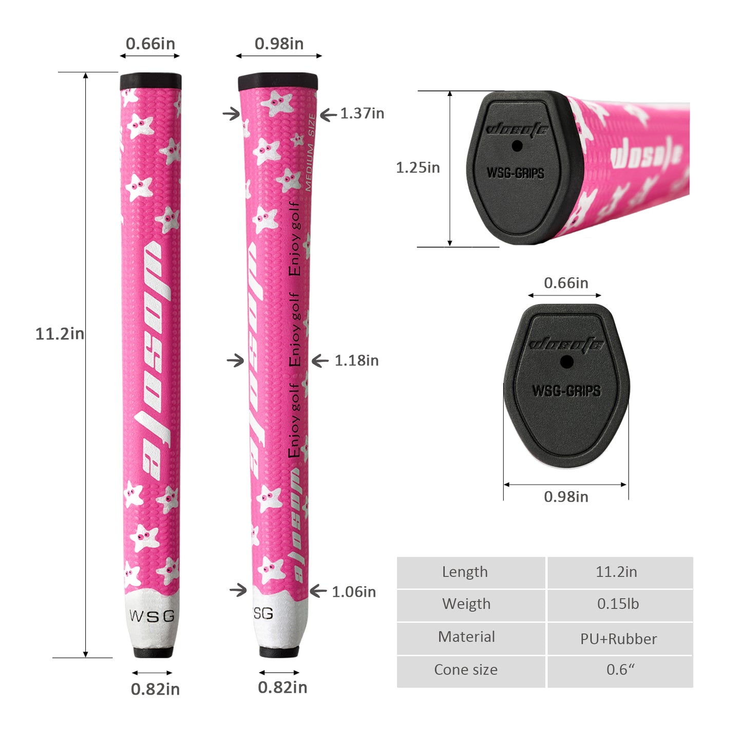 Golf Putter Grip Small Midsize 55g 3.0  2.0Lightweight Non-Slip Silica Gel Particle Eva Rubber Men Women Starfish Pattern Several Colors to Choose
