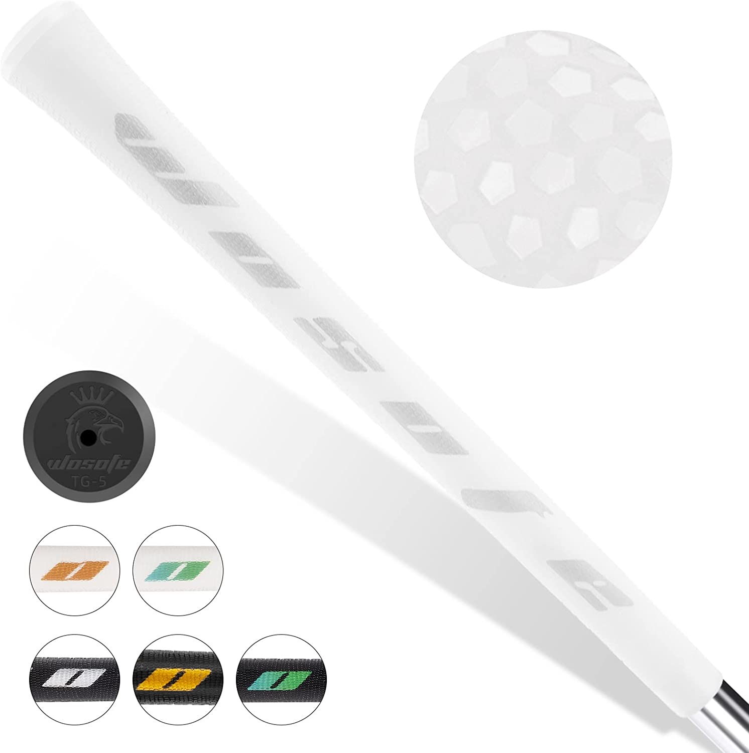 wosofe Golf Grips Standard/Midsize Anti-Slip Double Transparent TPE Material Golf Club Grips 6 Colors Optional