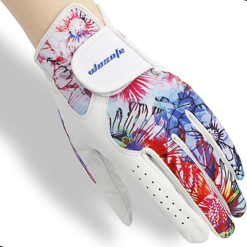 Golf Glove Women Ladies Pair Cool Leather Both Hand Summer Floral Colorful Breathable Sport Gloves
