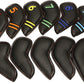 Golf Iron Covers Black Leather Head Covers Headcover 11pcs Set （4 5 6 7 8 9 Pw Aw Sw Lw X Colorful Number Embroideried PU Leather Waterproof Fit All Brands