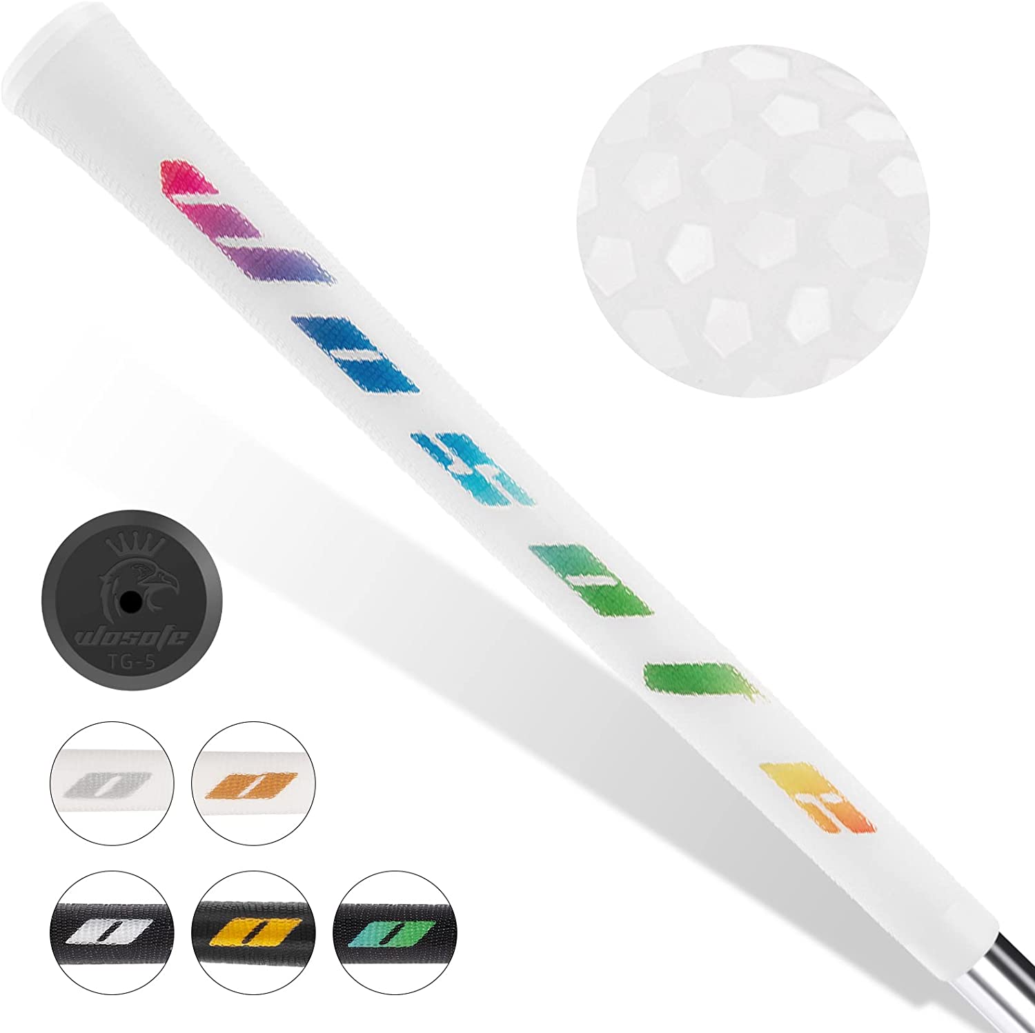 wosofe Golf Grips Standard/Midsize Anti-Slip Double Transparent TPE Material Golf Club Grips 6 Colors Optional