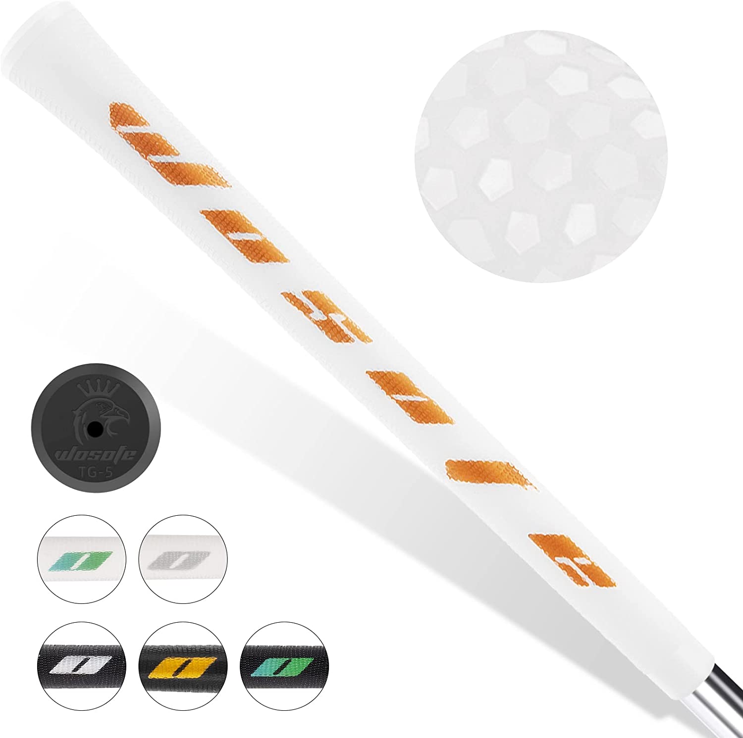 wosofe Golf Grips Standard/Midsize Anti-Slip Double Transparent TPE Material Golf Club Grips 6 Colors Optional
