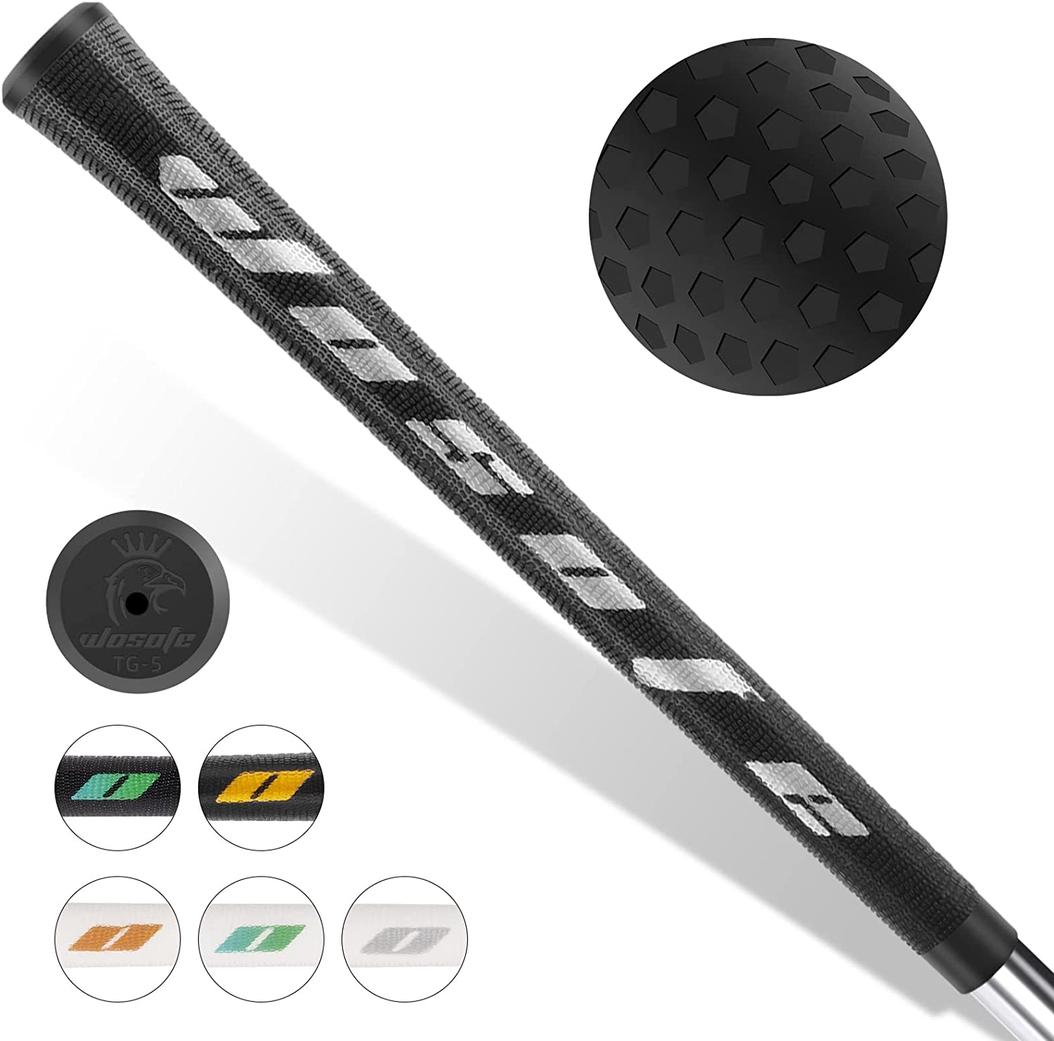 wosofe Golf Grips Standard/Midsize Anti-Slip Double Transparent TPE Material Golf Club Grips 6 Colors Optional