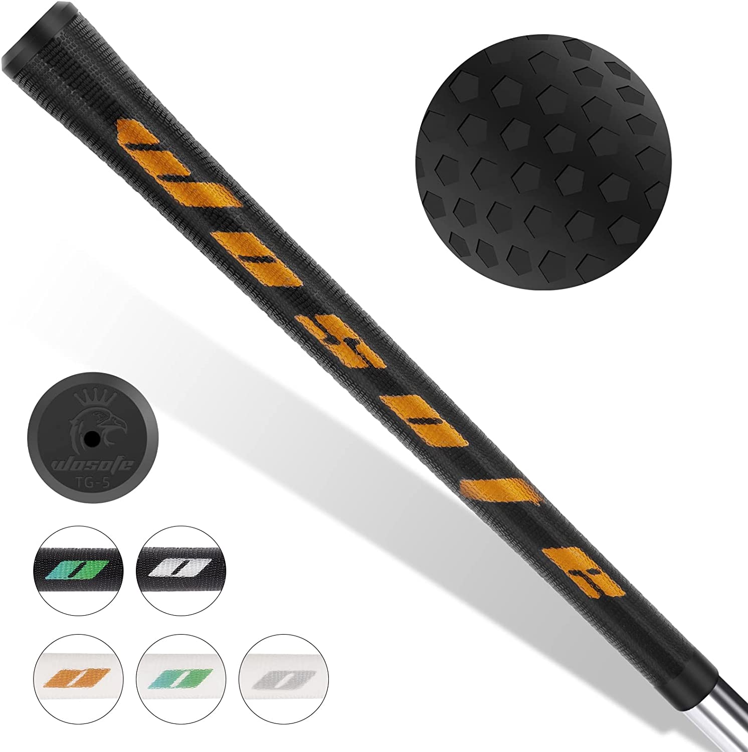 wosofe Golf Grips Standard/Midsize Anti-Slip Double Transparent TPE Material Golf Club Grips 6 Colors Optional