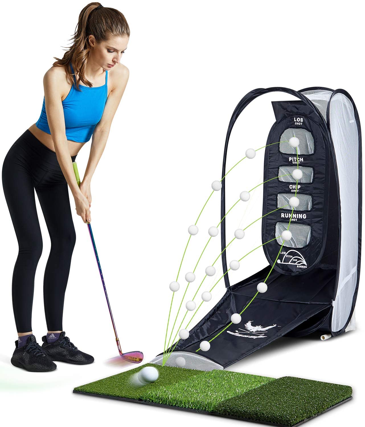 Golf Chipping Hitting Trainer net Portable Sui Intended Fold Superimposed