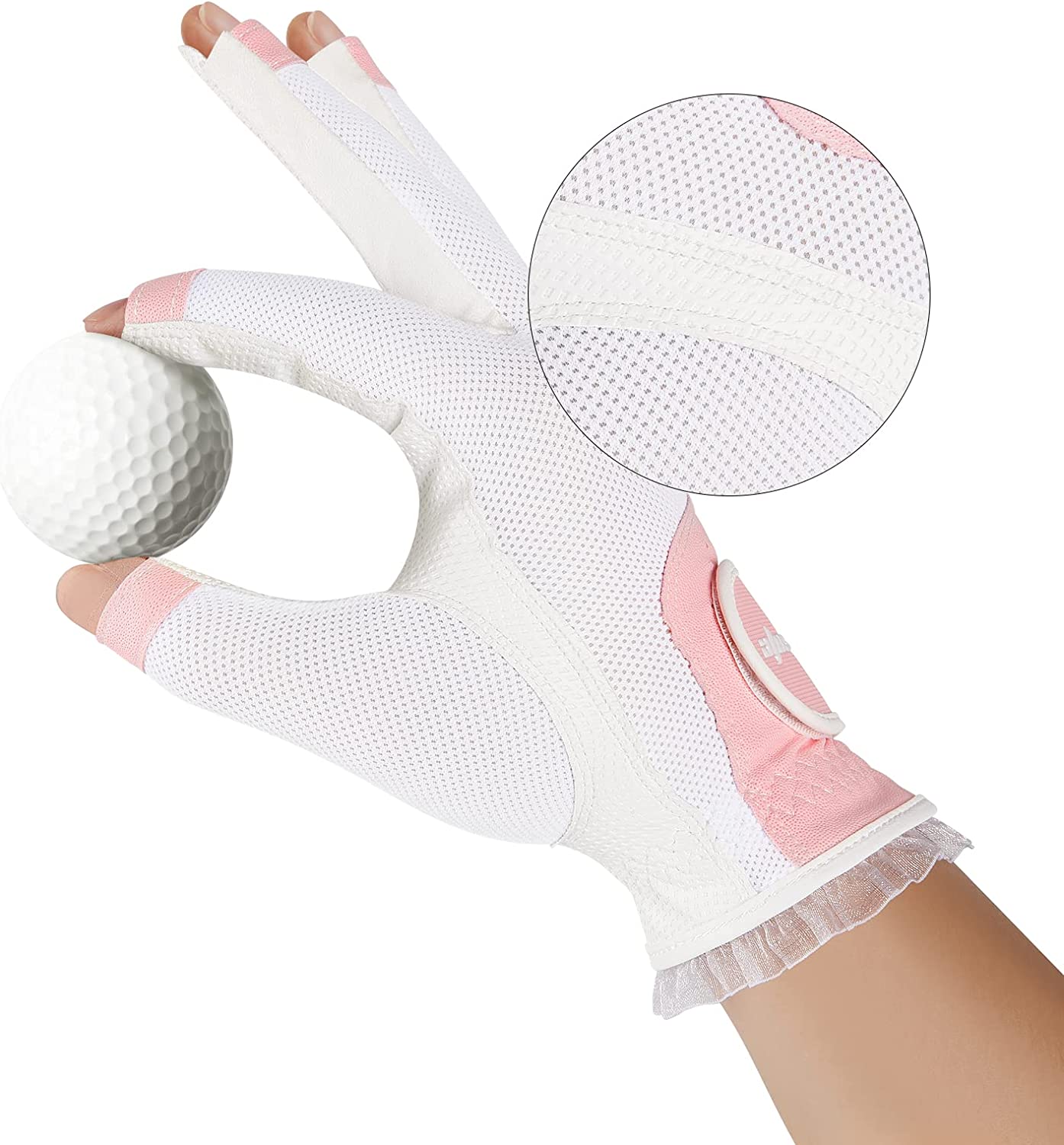 Delicate Pink Lace Finger-Out Gof Glove