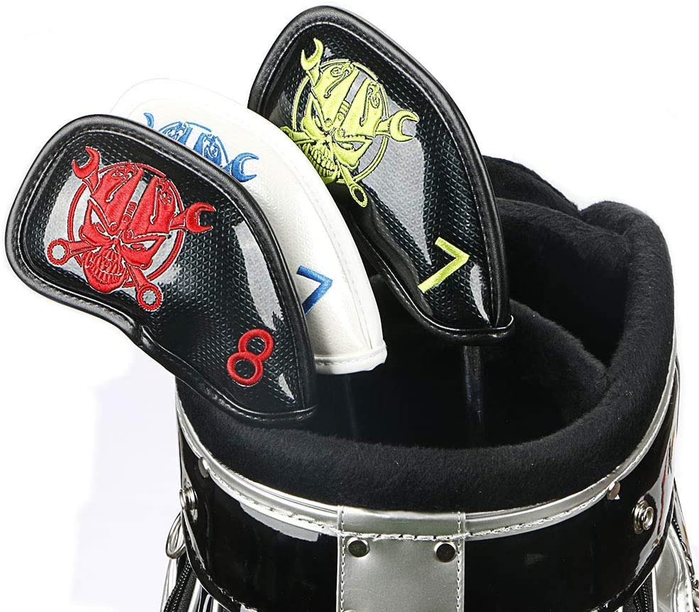 Golf Iron Covers Set for Mens with Number Label Mirror PU Portable Waterproof 9pcs/lot